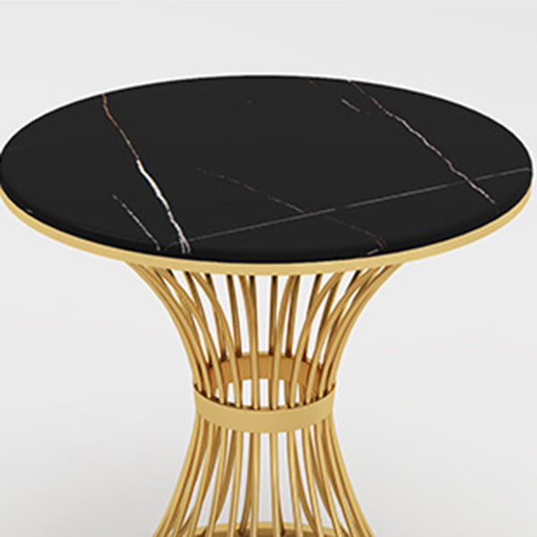 Black Stone Top Dinette Set with Metal Base 1/5 Pieces Modern Round Dining Table Set