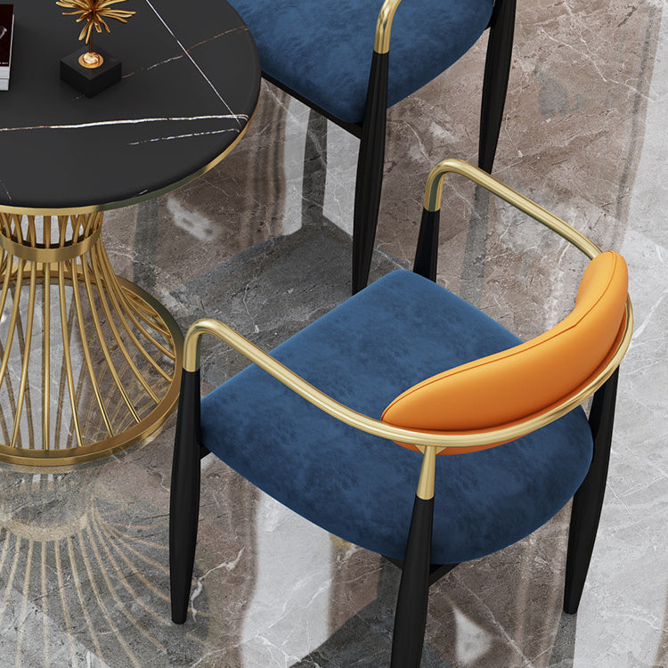 Black Stone Top Dinette Set with Metal Base 1/5 Pieces Modern Round Dining Table Set