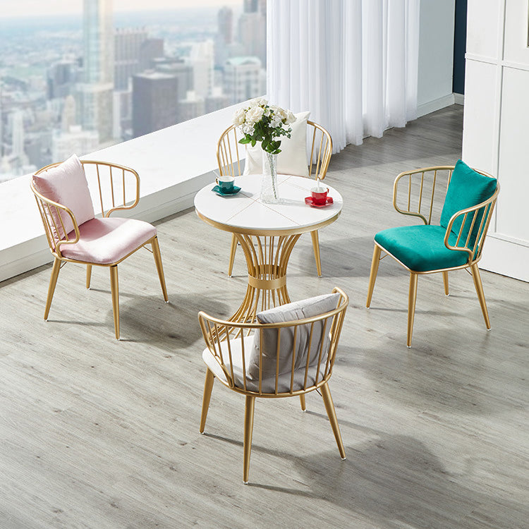 Stone Top Round Dining Table Set for Home 1/3/4/5 Pieces Modern Dinette Set