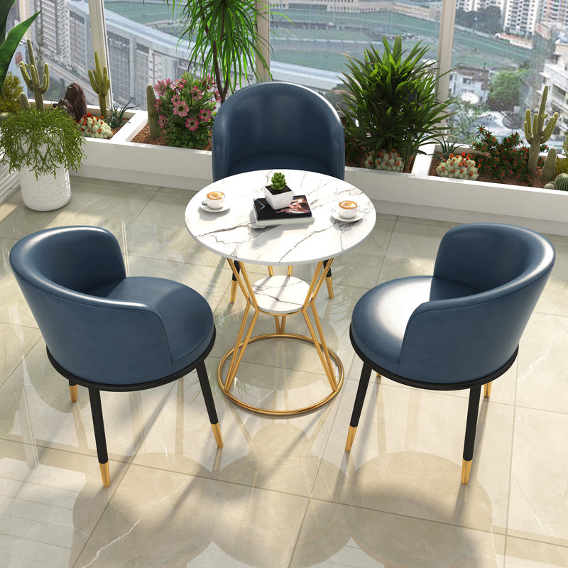 White Stone Top Dining Table Set 1/2/4 Pieces Modern Dinette Set