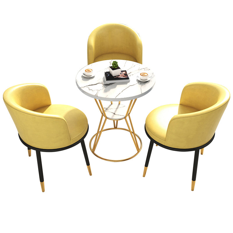 White Stone Top Dining Table Set 1/2/4 Pieces Modern Dinette Set