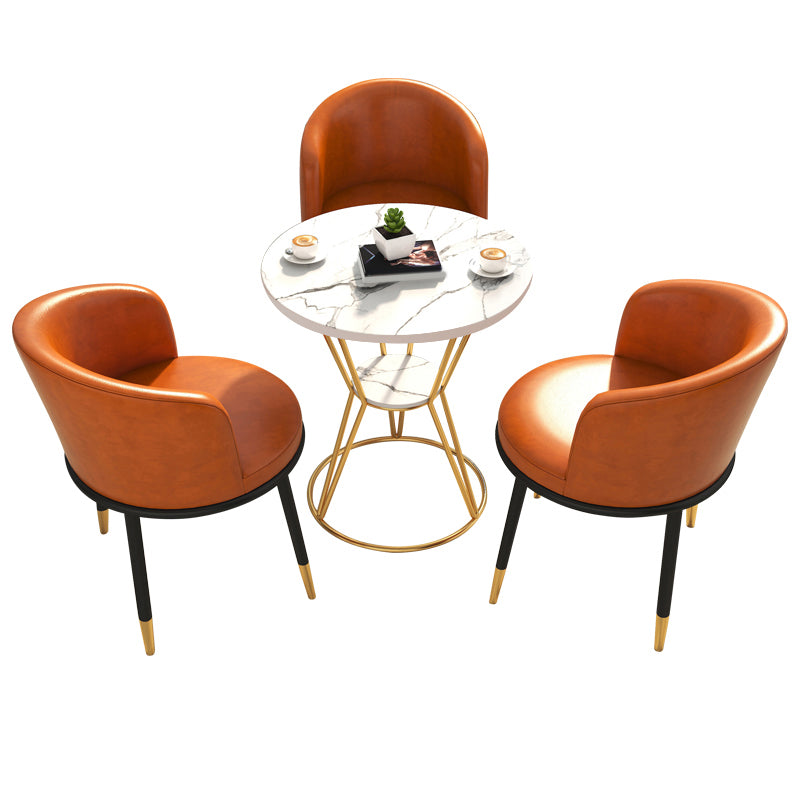 White Stone Top Dining Table Set 1/2/4 Pieces Modern Dinette Set