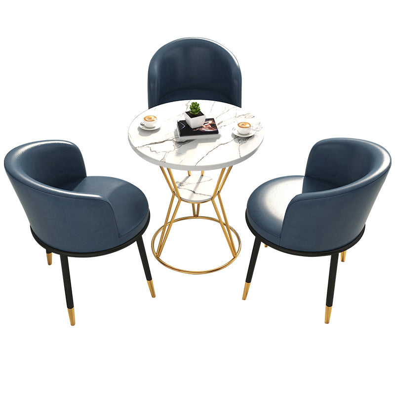 White Stone Top Dining Table Set 1/2/4 Pieces Modern Dinette Set