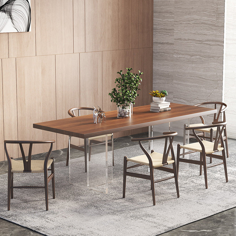 Modern Pine Wood Dining Set 1/4/6/7 Pieces Brown Dinette Set with Chairs