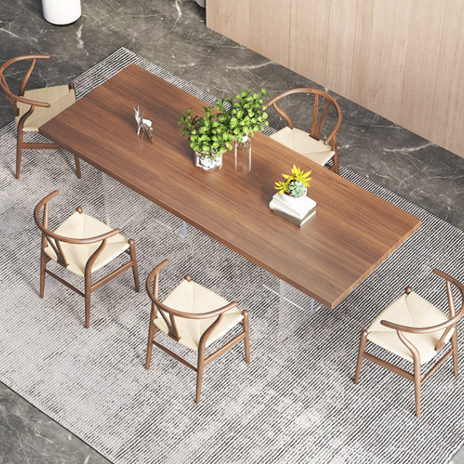 Modern Pine Wood Dining Set 1/4/6/7 Pieces Brown Dinette Set with Chairs