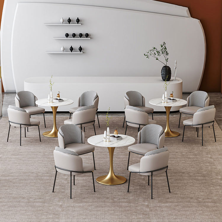 Round Dining Table Set with Metal Base 1/5 Pieces Modern Dinette Set for Kitchen