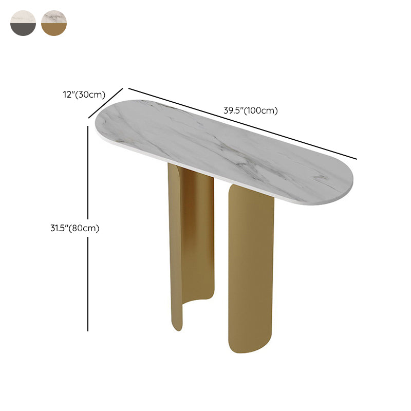 11.81" W Glam Console Accent Table Oval Antique Finish Console Sofa Table