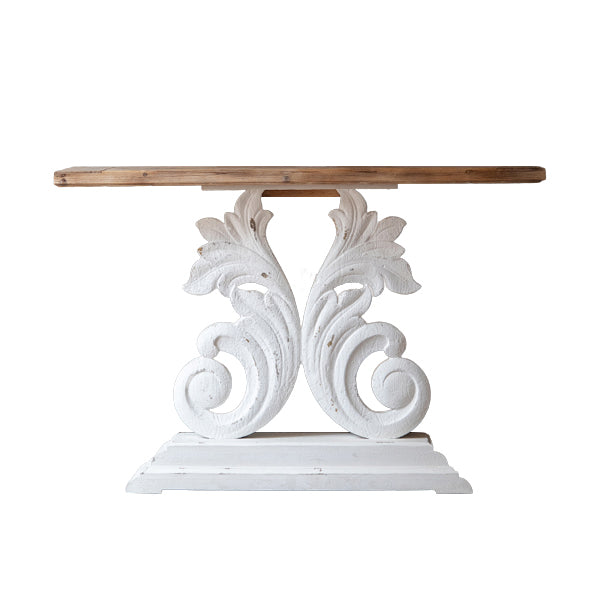 Wood Rectangle Console Table Distressed French Country Accent Table