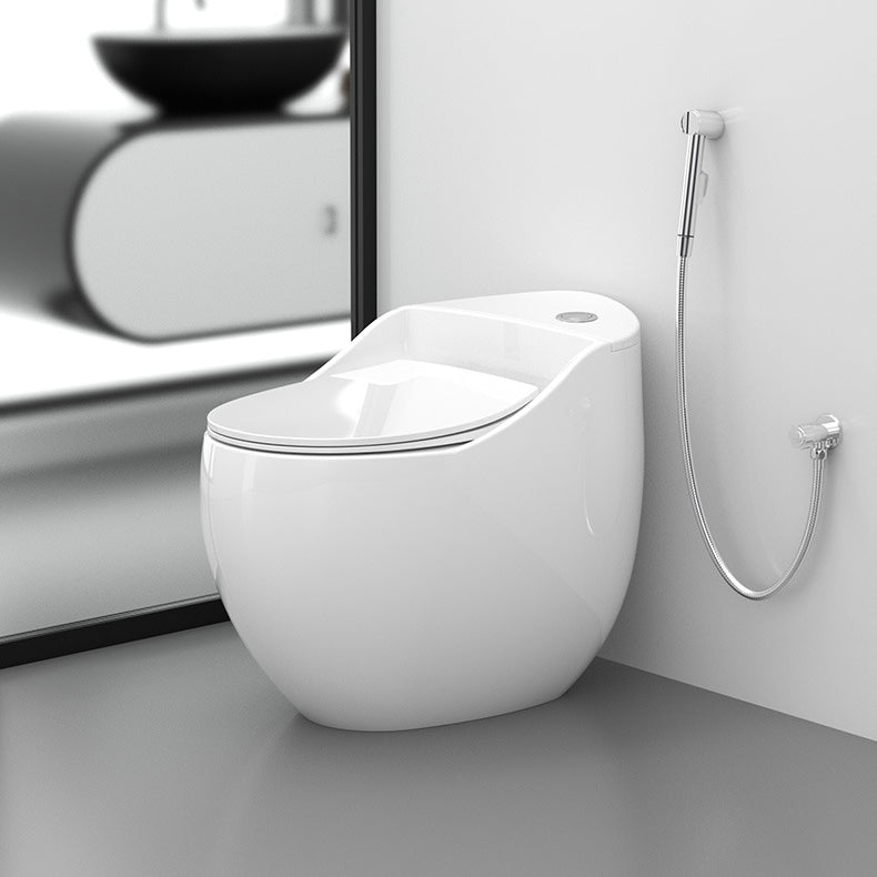 Round-Front Flush Toilet Ceramic Modern One-Piece Toilet with Slow Close Seat