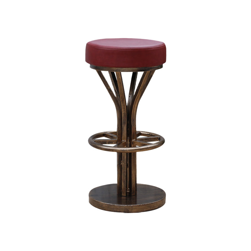 Industrial Style Counter Stool with Round Seat Metal Bar Stool