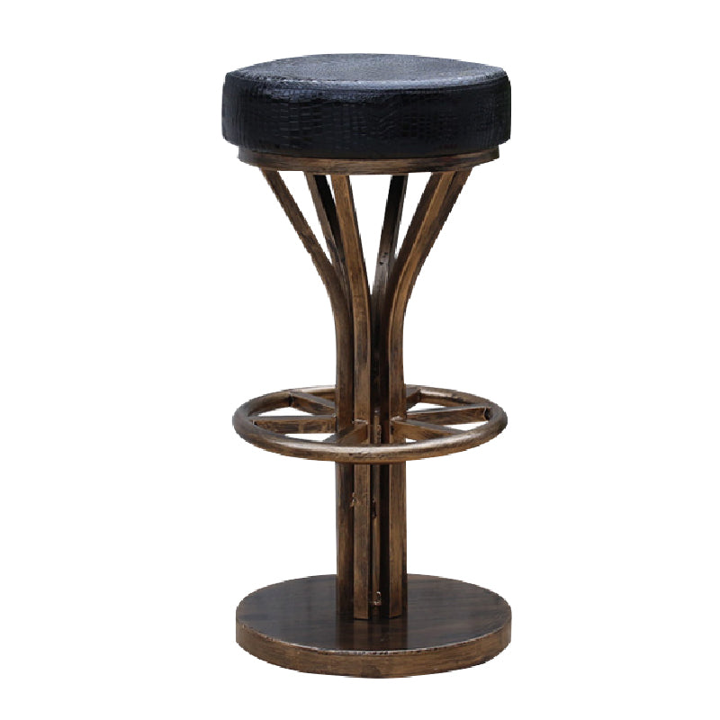 Industrial Style Counter Stool with Round Seat Metal Bar Stool