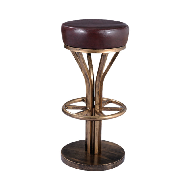 Industrial Style Counter Stool with Round Seat Metal Bar Stool