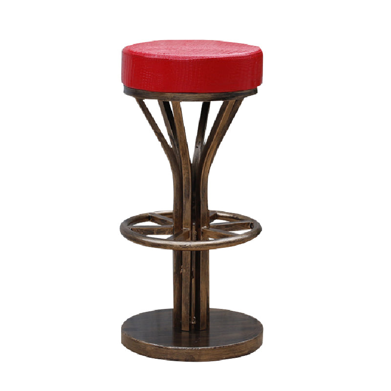 Industrial Style Counter Stool with Round Seat Metal Bar Stool