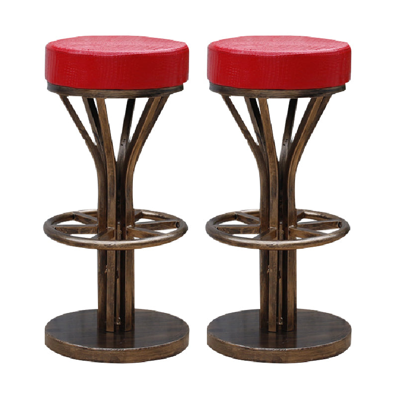 Industrial Style Counter Stool with Round Seat Metal Bar Stool