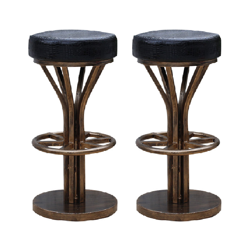 Industrial Style Counter Stool with Round Seat Metal Bar Stool