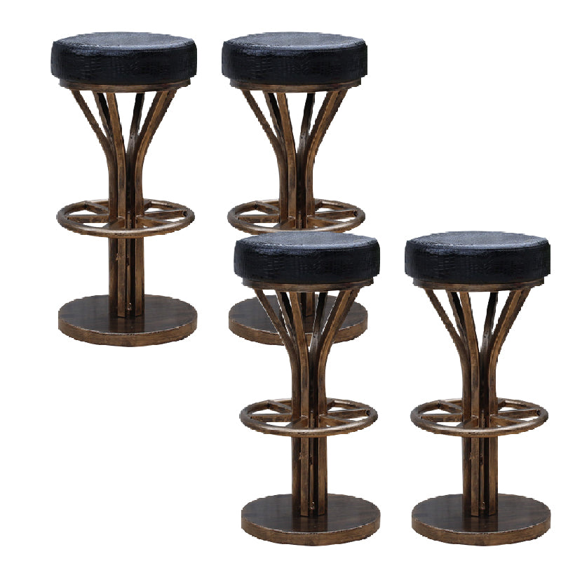 Industrial Style Counter Stool with Round Seat Metal Bar Stool