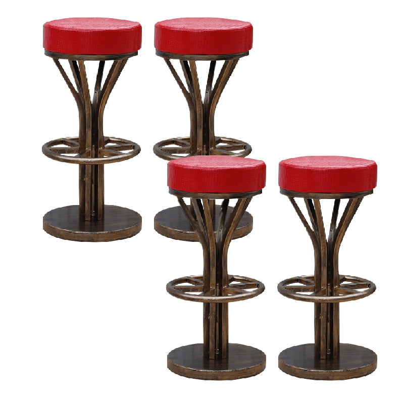 Industrial Style Counter Stool with Round Seat Metal Bar Stool