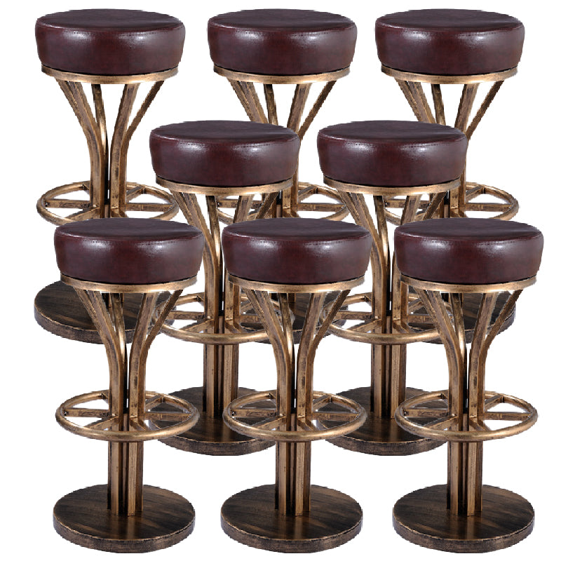 Industrial Style Counter Stool with Round Seat Metal Bar Stool