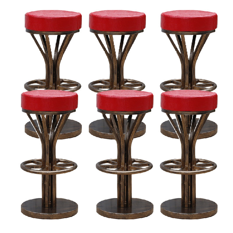 Industrial Style Counter Stool with Round Seat Metal Bar Stool
