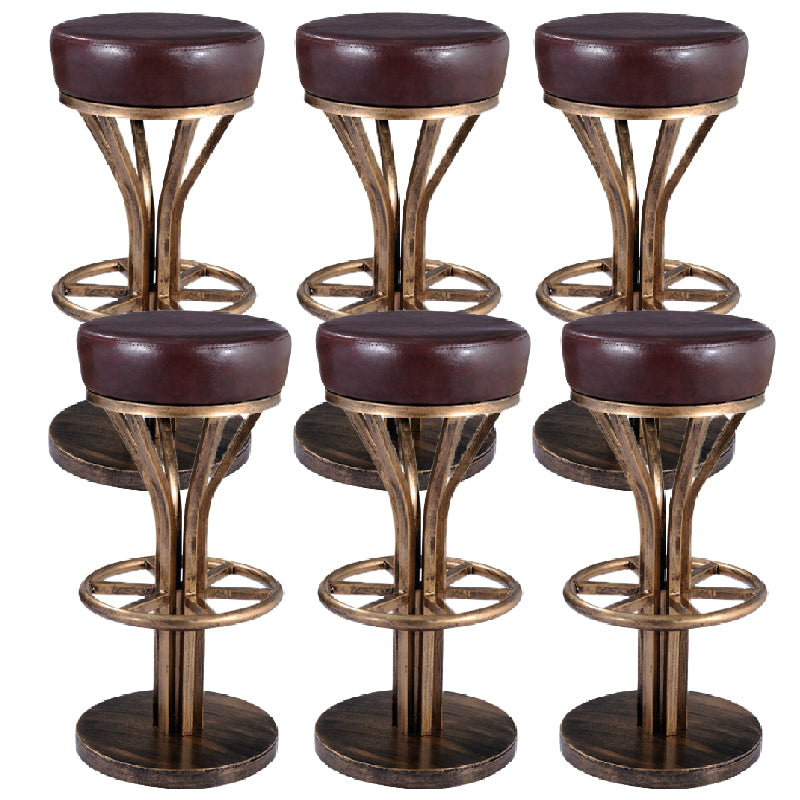 Industrial Style Counter Stool with Round Seat Metal Bar Stool