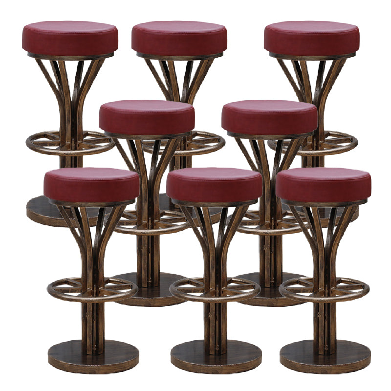 Industrial Style Counter Stool with Round Seat Metal Bar Stool