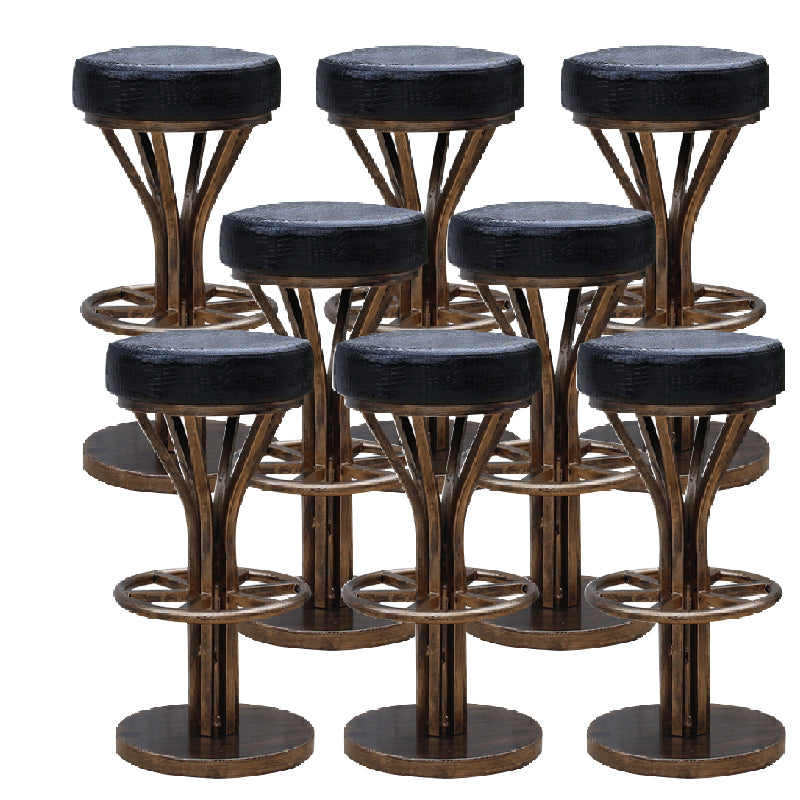 Industrial Style Counter Stool with Round Seat Metal Bar Stool
