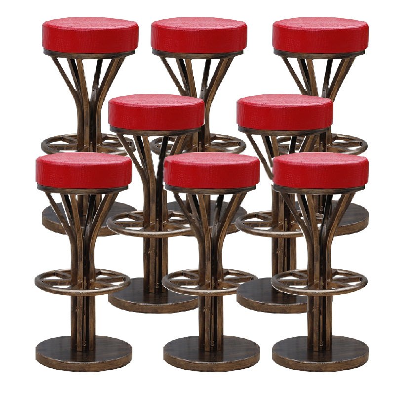 Industrial Style Counter Stool with Round Seat Metal Bar Stool