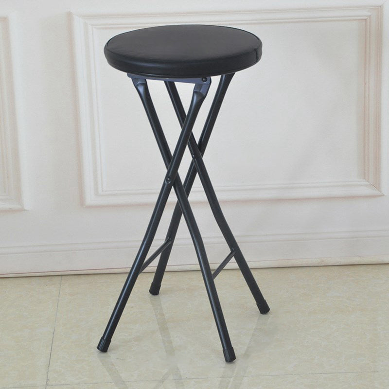 Modern Counter Chair Foldable Bistro Round Shape Cushion Chair with Metal 4 Legs