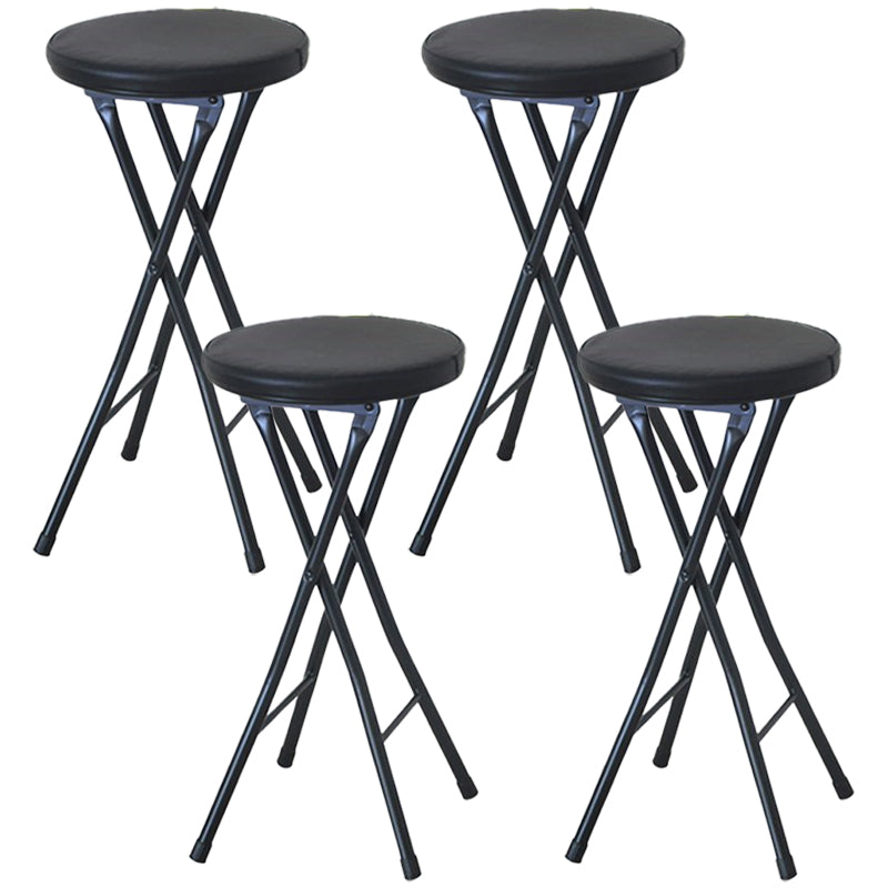 Modern Counter Chair Foldable Bistro Round Shape Cushion Chair with Metal 4 Legs