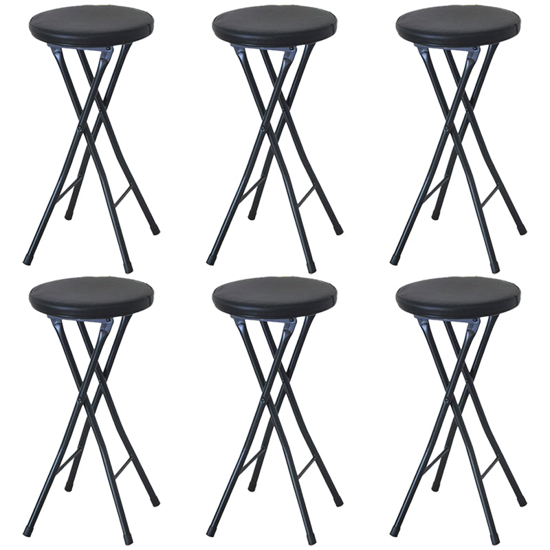 Modern Counter Chair Foldable Bistro Round Shape Cushion Chair with Metal 4 Legs