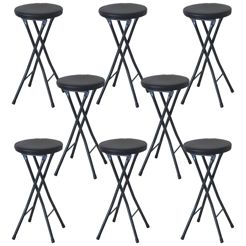 Modern Counter Chair Foldable Bistro Round Shape Cushion Chair with Metal 4 Legs