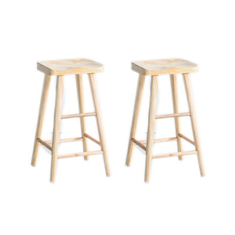 Contemporary Solid Wood Bar Stool Backless Bar Stool with Contoured Seat