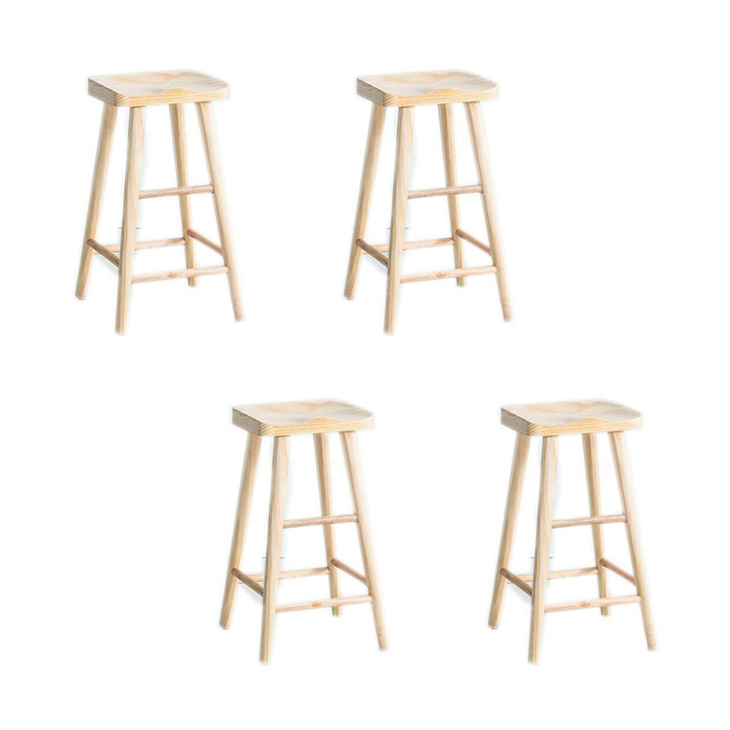 Contemporary Solid Wood Bar Stool Backless Bar Stool with Contoured Seat