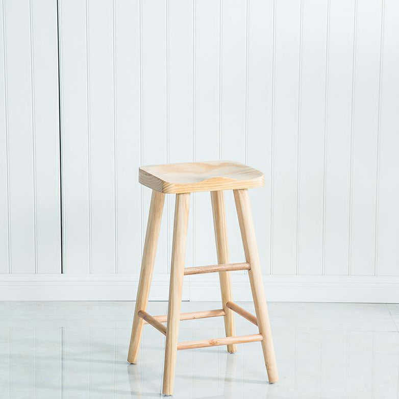 Contemporary Solid Wood Bar Stool Backless Bar Stool with Contoured Seat
