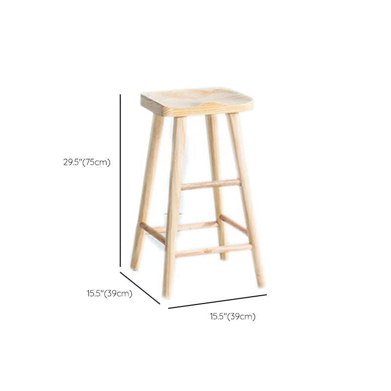 Contemporary Solid Wood Bar Stool Backless Bar Stool with Contoured Seat