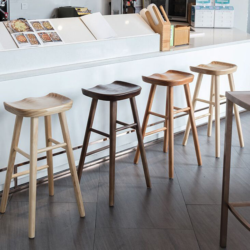 Contemporary Solid Wood Bar Stool Backless Bar Stool for Home Use
