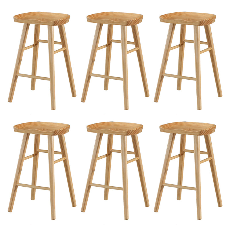 Contemporary Solid Wood Bar Stool Backless Bar Stool for Home Use