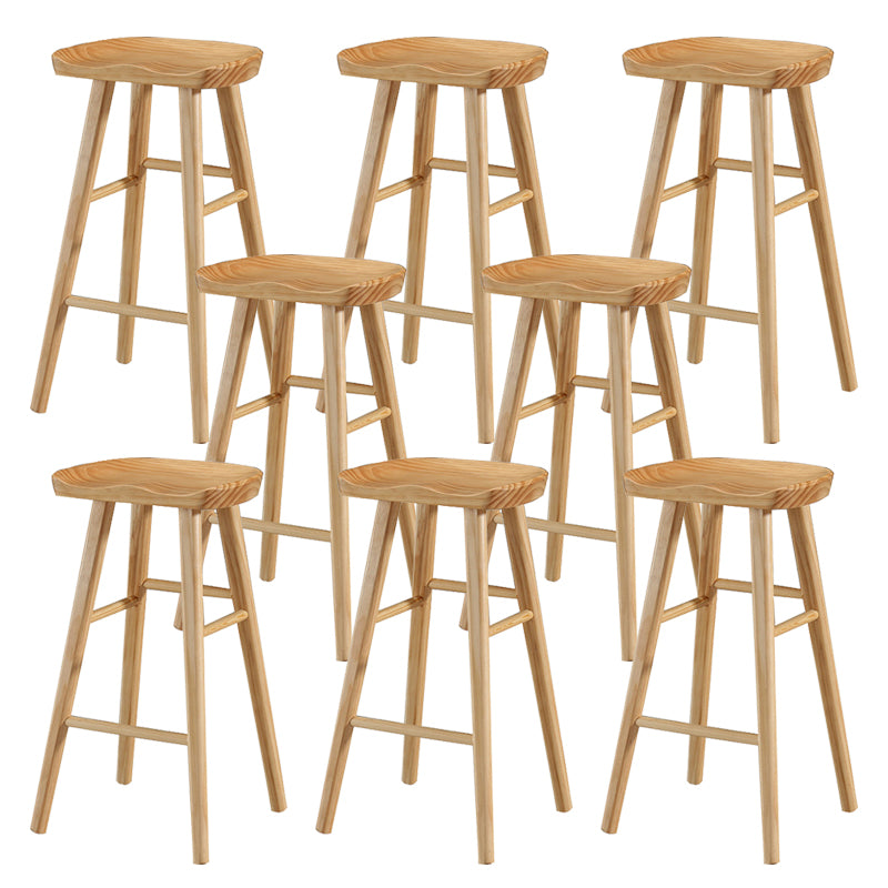 Contemporary Solid Wood Bar Stool Backless Bar Stool for Home Use