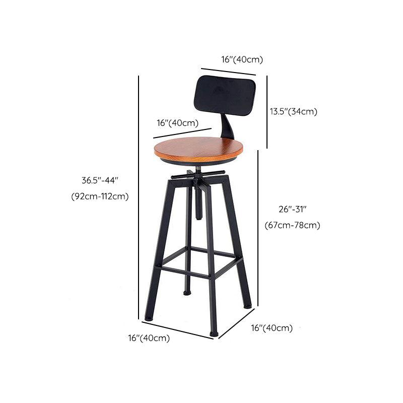 Industrial Adjustable Height Bar Stool Metal Counter-height Stool for Kitchen
