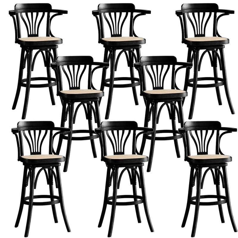 Contemporary Wood Counter Stools Rattan Bar Stool for Home Use