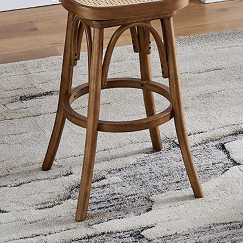 Contemporary Wood Counter Stools Rattan Bar Stool for Home Use
