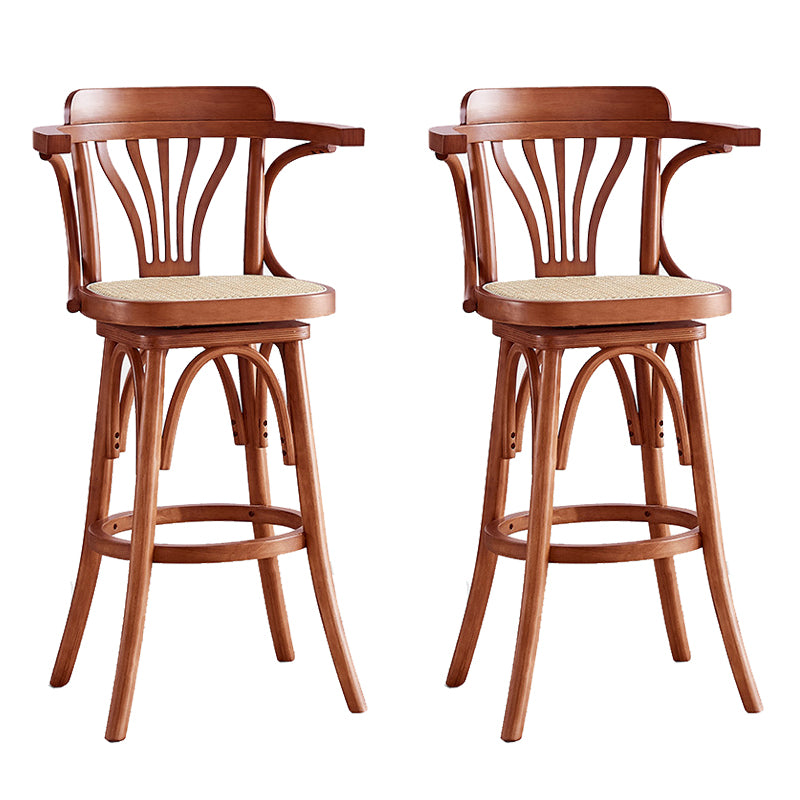 Contemporary Wood Counter Stools Rattan Bar Stool for Home Use