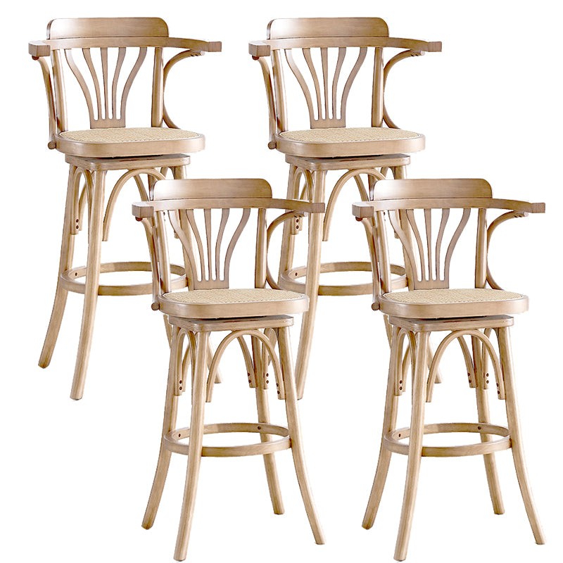 Contemporary Wood Counter Stools Rattan Bar Stool for Home Use