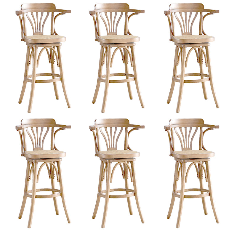 Contemporary Wood Counter Stools Rattan Bar Stool for Home Use