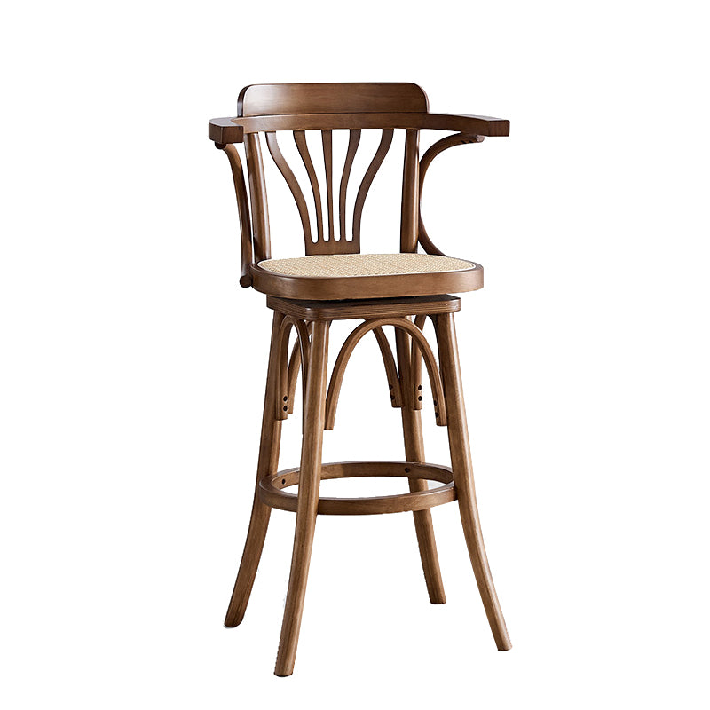 Contemporary Wood Counter Stools Rattan Bar Stool for Home Use