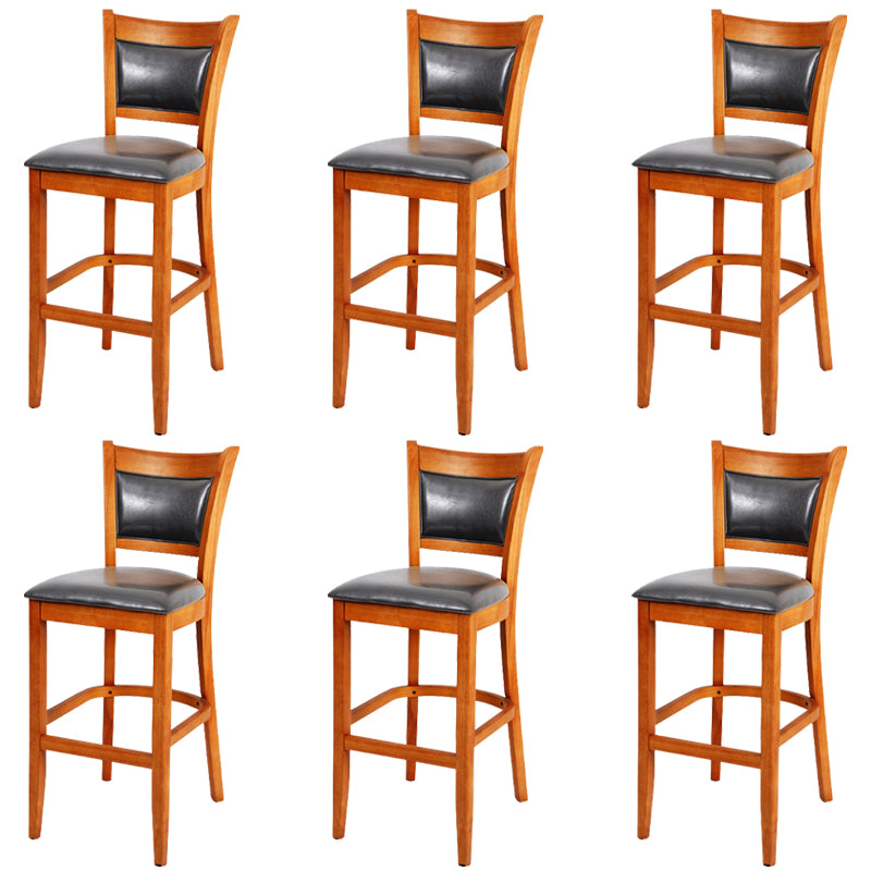 Industrial Solid Wood Counter Stool Faux Leather Counter Height Stools for Home Use