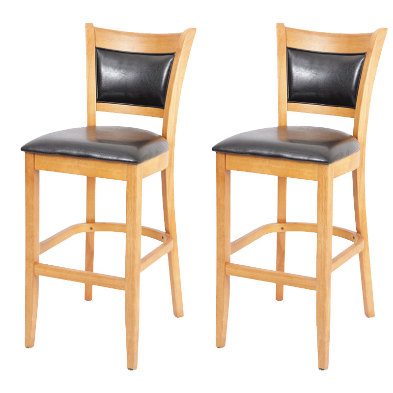 Industrial Solid Wood Counter Stool Faux Leather Counter Height Stools for Home Use