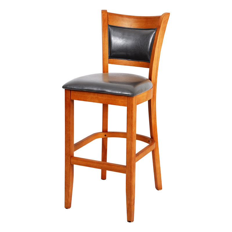 Industrial Solid Wood Counter Stool Faux Leather Counter Height Stools for Home Use