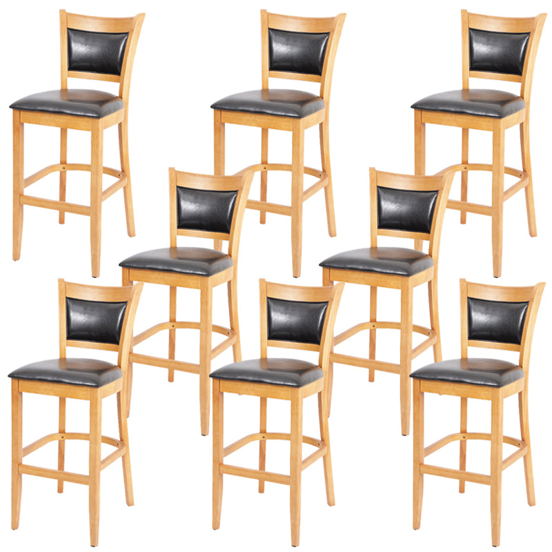 Industrial Solid Wood Counter Stool Faux Leather Counter Height Stools for Home Use