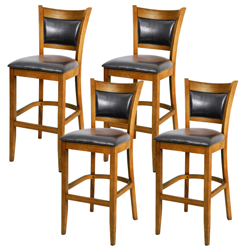Industrial Solid Wood Counter Stool Faux Leather Counter Height Stools for Home Use